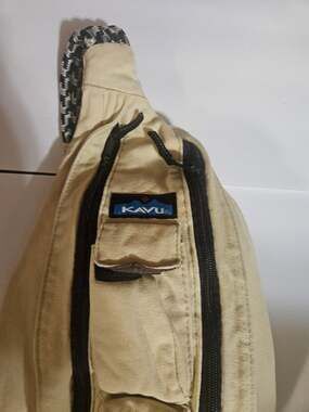 Kavu Rope Sling Bag Khaki Canvas Crossbody Backpack